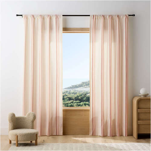 Yarn Dyed Pink Stripe Organic Cotton Curtain Panel 63"