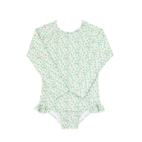 girls sea marsh floral rashguard one piece
