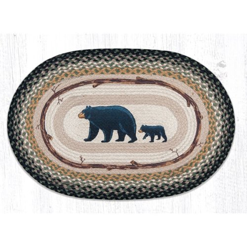 Millwood Pines Estill Mama and Baby Bear Oval Brown/Green Area Rug & Reviews | Wayfair
