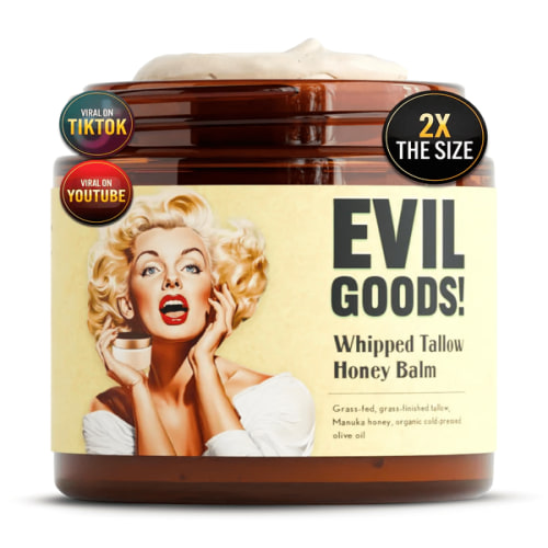 EVIL GOODS Whipped Beef Tallow and Honey Balm - 4 oz | Natural Skin Delight for All Skin Types