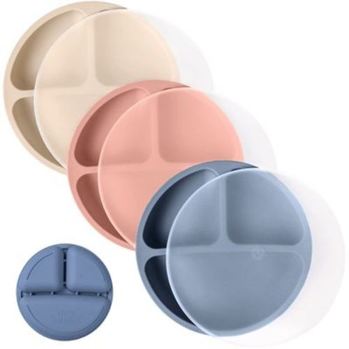 Weesprout Silicone Plates With Lids For Babies & Toddlers, 3-pack