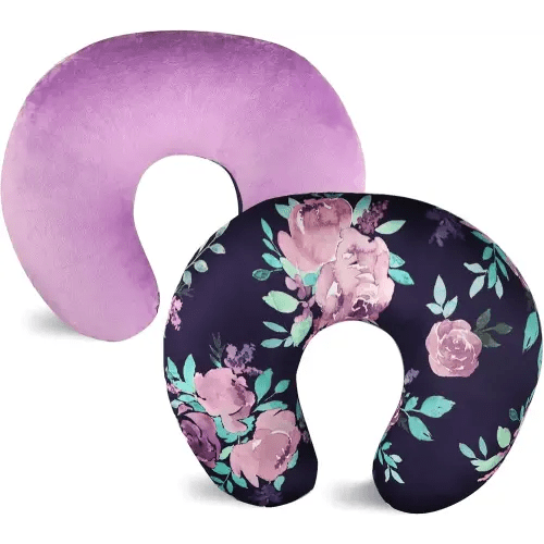 TANOFAR Nursing Pillow Cover 1 Pack, Stretchy Removable Nursing Cover for Breastfeeding Pillows, Ultra Soft Snug Fits On Newborn Feeding Pillow Case for Baby Girls/Boys, Purple Flower