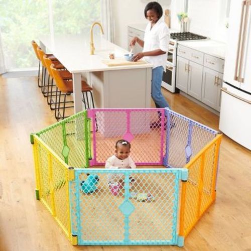 Toddleroo By North States Superyard Colorplay 6 Panel Freestanding Baby Playard - Bright