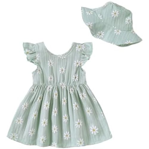 Toddler Baby Girl Linen Dress Summer Clothes Ruffle Short Sleeve Infant Dresses Causal Beach Sundress Newborn Outfits