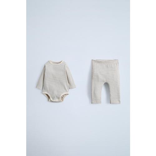 STRIPED BODYSUIT AND LEGGINGS PACK - Light gray | ZARA United States