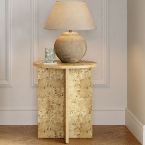 Stead Round Burl Wood Side Table - Modern Home, Bedroom, And Living Room Furniture - 16 Inch End Table