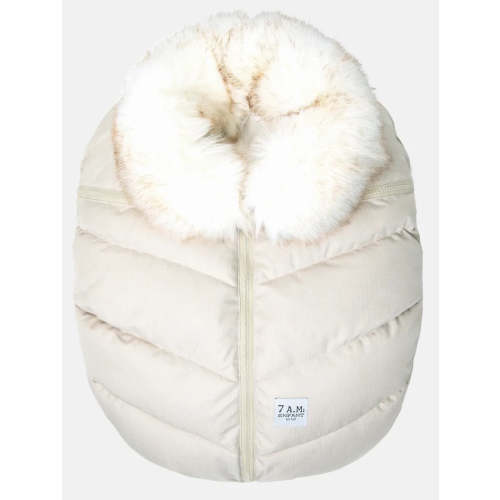 7 A.M. Enfant Car Seat Cocoon Tundra - Heather Beige / White Faux Fur