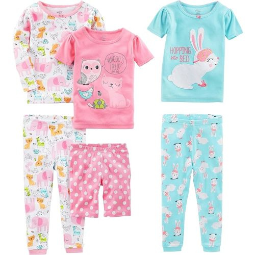 Simple Joys by Carter's Girls' 6-Piece Snug Fit Cotton Pajama Set