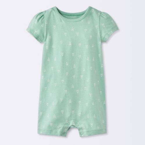 Baby Girls' Heart Short Sleeve Romper - Cloud Island™ Mint Green 6M