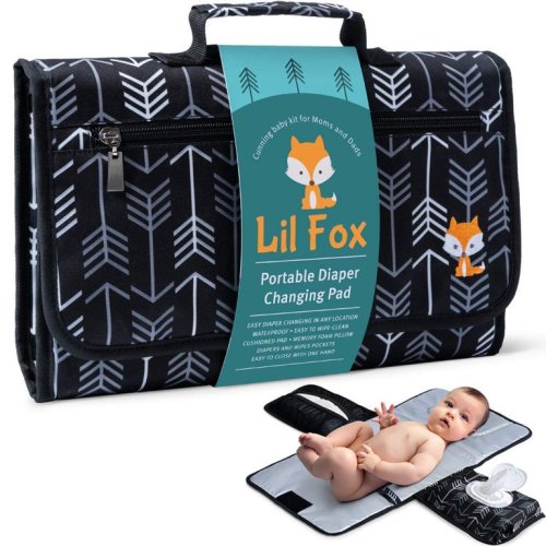 Ailaah Baby Changing Pad by Lil Fox. Portable Changing Pad for Baby Diaper Bag or Changing Table Pad. One-Hand Diaper Change Pad. Baby Shower Gifts, Newborn Baby Essentials, Unisex Baby Stuff