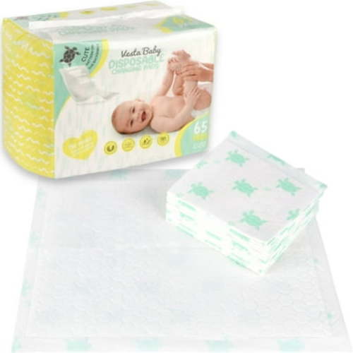 Vesta Baby Disposable Absorbent Diaper Changing Pads - 65 Count