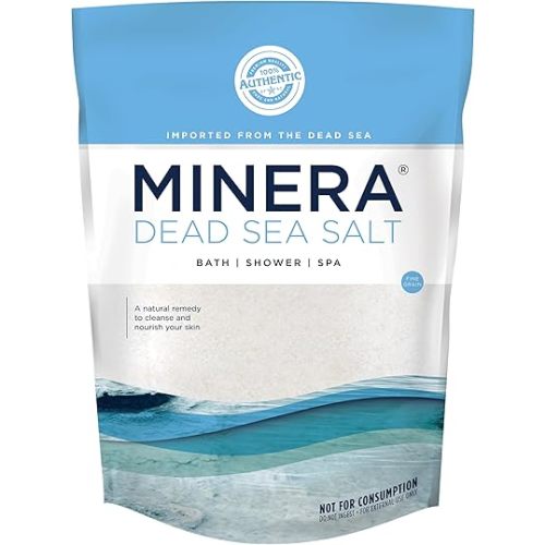 Minera Dead Sea Salt, 100% Pure & Natural, 5 lbs. Fine Grain (0-1.7 mm) Bulk Bag, Easily Dissolving Dead Sea Salts for Soaking & Bathing, Skin Nourishing Fine Sea Salt, Unscented