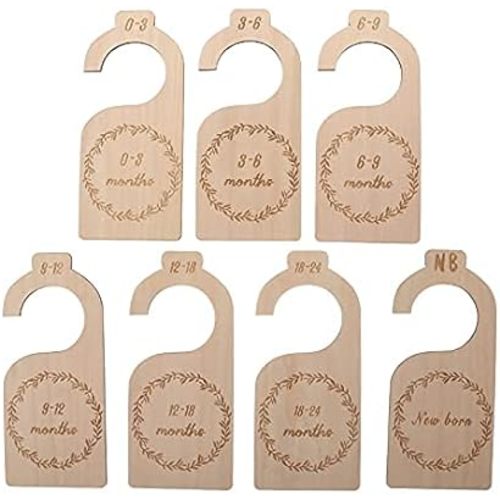 LKYUYV (7 Pieces) Baby Closet Dividers, Adventure Baby Closet Dividers By Month, Nursery Closet Organizer Wooden Newborn Wardrobe Divider Kids Clothes Divider to Arrange Clothes with Separator