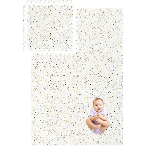 Play Mat for Baby, Toddler and Infants, Six Interlocking Tiles Made with Soft Non-Toxic EVA Foam, 4x6 feet (Confetti Terrazzo)