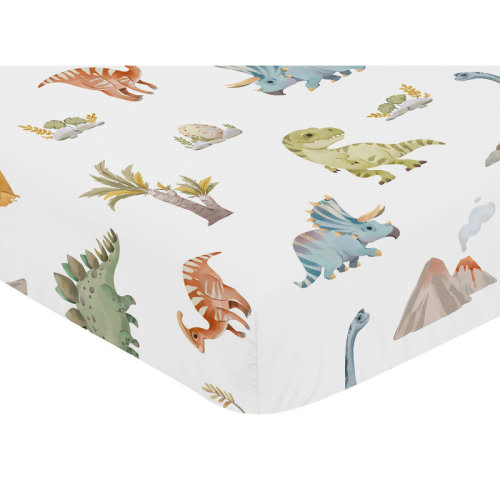 Sweet Jojo Designs Watercolor Dinosaur Dino Fitted Crib Sheet by Sweet Jojo Designs | Wayfair