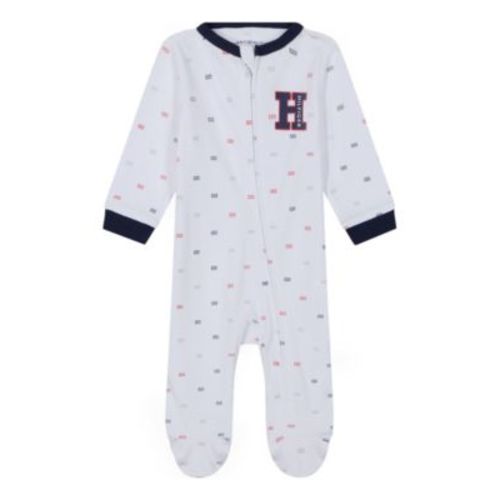 Baby Boys One Piece Logo Print Footed Coverall