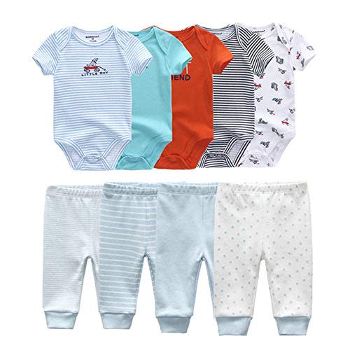 Baby Layette Set Baby Boys' 9-Piece Bodysuits Pants Set - 3-6M