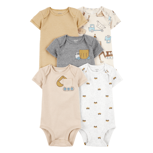 Baby Boy 5-Pack Construction Short-Sleeve Cotton Bodysuits - Carter's | Carter's