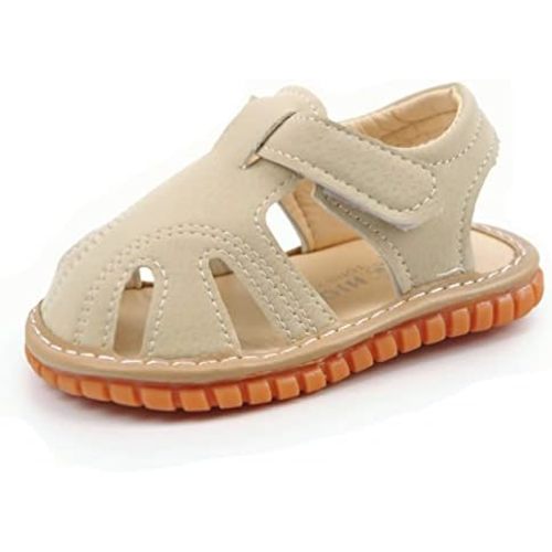 WILLFUN Baby Boy Girl Summer Infant Squeaky Sandals Premium Rubber Sole Closed-Toe Non-Slip Shoes Toddler First Walkers