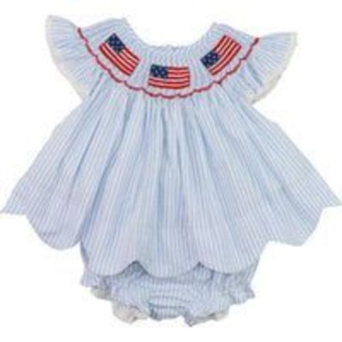 Blue Seersucker Smocked Flags Diaper Set – Cecil & Lou