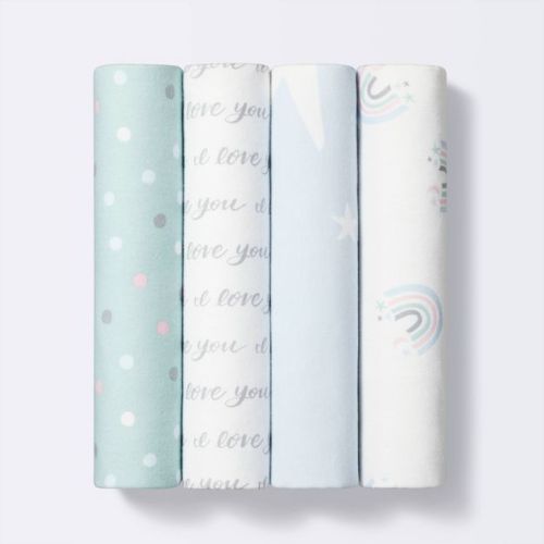 Flannel Baby Blankets I Love You To The Moon And Back - 4pk - Cloud Island™