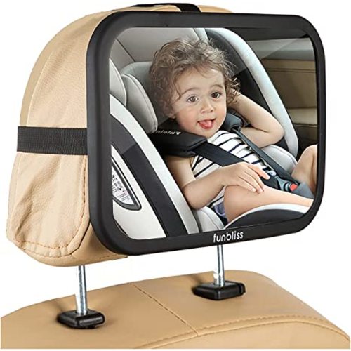 Baby Car Mirror Most Stable Backseat Mirror with Premium Matte Finish-Super Clear PMMA Material Mirror-Safe, Secure and Shatterproof,Black - BLACK
