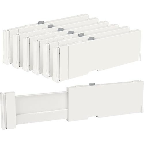 Vtopmart Drawer Dividers for Clothes 6 Pack, Adjustable 4" High Expandable from 11.6"-17" Dresser Drawer Organizer, Plastic Separators for Dresser, Baby Clothing, Kitchen, Cosmetic and Office Storage