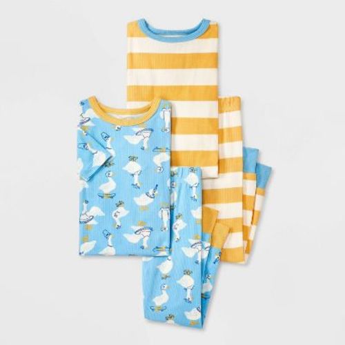 Toddler Boys' 4pc Checkered And Construction Ribbed Pajama Set - Cat & Jack™ Green 3t