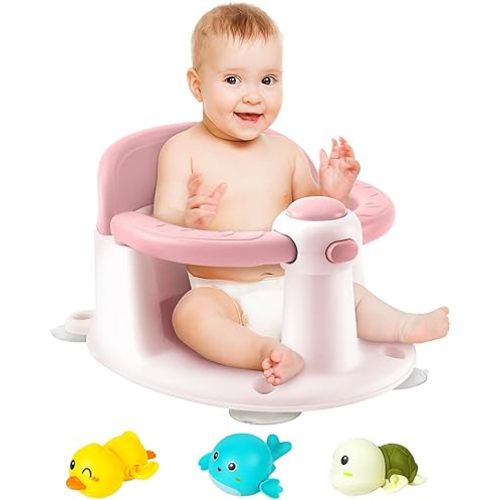 Baby Bath Seat, Infant/Toddler Sit Up Bathtub Seat For 6-12-24 Months, Baby Bath Essentials, Great Shower Gifts For Newborn And New Mothers