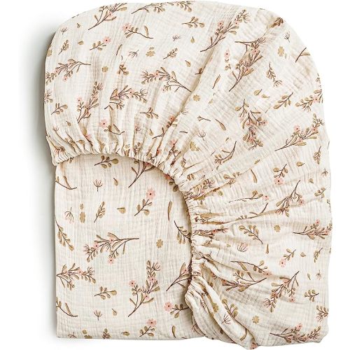 Konssy Muslin Fitted Crib Sheets 100% Cotton Baby Crib Sheets for Standard Crib Mattress (28 X 52 Inches), Soft and Breathable for Boy, Girl (Pink Floral)