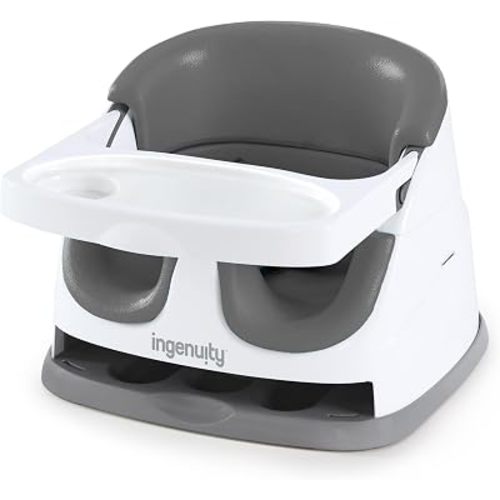 Ingenuity Baby Base 2-in-1 Booster Feeding and Floor Seat with Self-Storing Tray - Slate