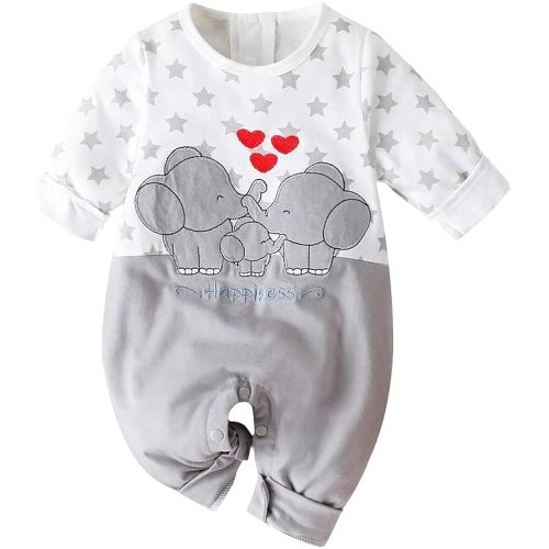 Cute Giraffe + Zebra With Floral Print Long Sleeve Baby Girl Clothes White Jumpsuit For Baby One-Piece Romper