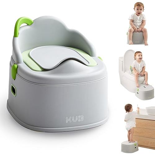3-in-1 Potty Training Toilet (Chair, Seat, Step Stool) - 9 CM Splash Guard, One-click Assembly, Easy to Clean - Versatile Toddler Potty Trainer for Boy Girl - Grey