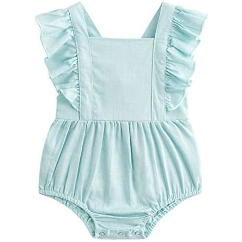 Simplee kids Baby Boys Girls Ruffle Romper Summer Outfit Jumpsuit Linen Bodysuits