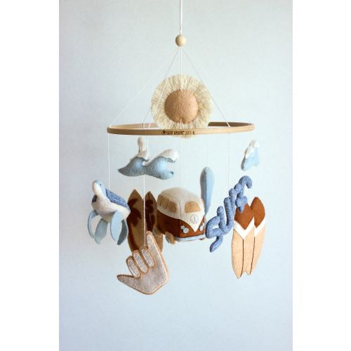 Surf baby mobile, beach baby mobile, boho baby mobile