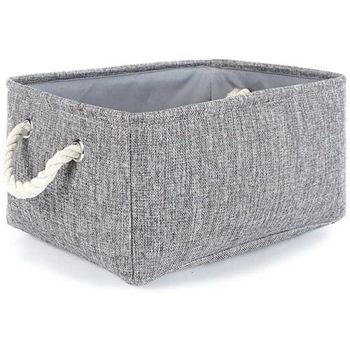 TheWarmHome Storage Bins Basket - Storage Baskets for Organizing Shelves,Home Closet Organizer for Book Shelf Organization,Fabric Storage Cubes,Medium Decorative Grey Basket Gift