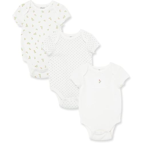 Little Me Baby Girls' 3-Pack 100% Cotton Scratch Free Tag Bodysuits