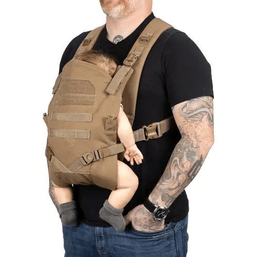 TBG - Mens Tactical Baby Carrier for Infants and Toddlers 8-33 lbs - Compact (Coyote Brown)