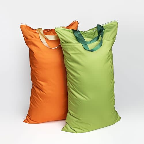 Set of 2 Water Resistant Wet Bags for Storing Laundry or Cloth Diapers Home Vacation Size Wet Bag Beach Pool Wet Swimsuit Zipper Top for Air Tight Odor Contained Washable Reusable (Spring Garden)