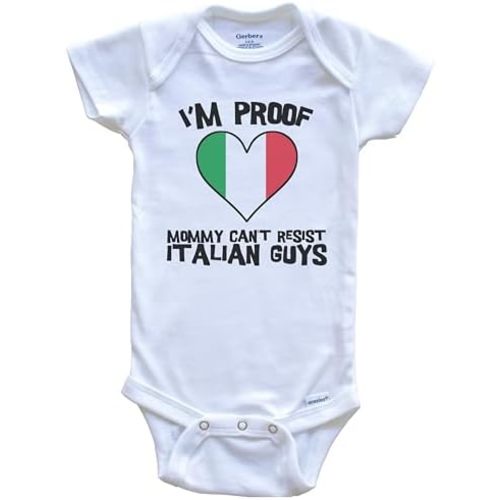 I'm Proof Mommy Can't Resist Italian Guys Italy Flag Heart One Piece Baby Bodysuit