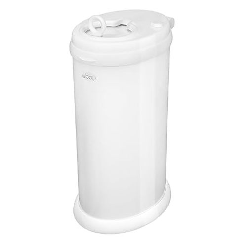 Ubbi Steel Diaper Pail, Odor Locking, No Special Bag Required, Award-Winning, Registry Must-Have, White