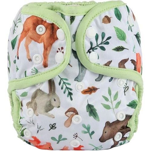 Baby Diaper Cover Nappy One Size 10lbs to 36lbs (Watercolour Animals)