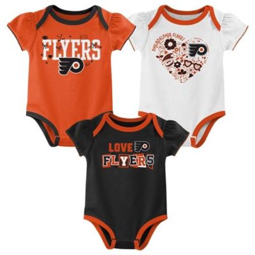 Nhl Philadelphia Flyers Baby Girls' 3pk Bodysuit - 0-3m