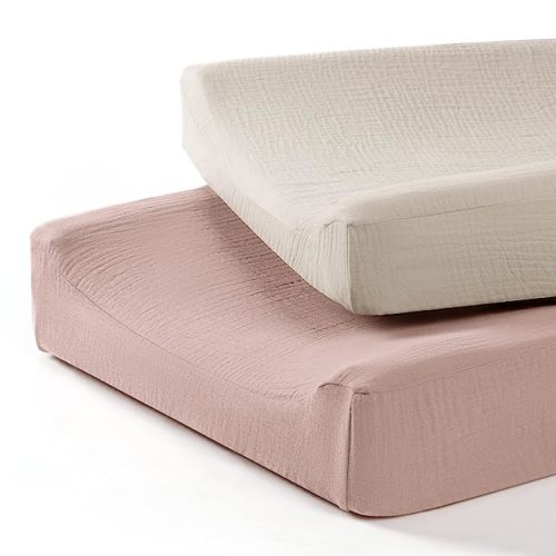lulumoon Baby Changing Pad Cover: Muslin Diaper Changing Table Pad Cover - Changing Pad Sheets for Girls Boys - Cream & Sand