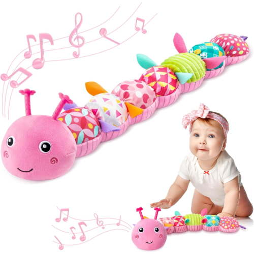 Baby Toys 0-6-12 Months,Infant Musical Stuffed Animals Activity Toys with Muti-Sensory Crinkle,Rattles,Baby Girl Toys Gifts for Newborn Tummy Time