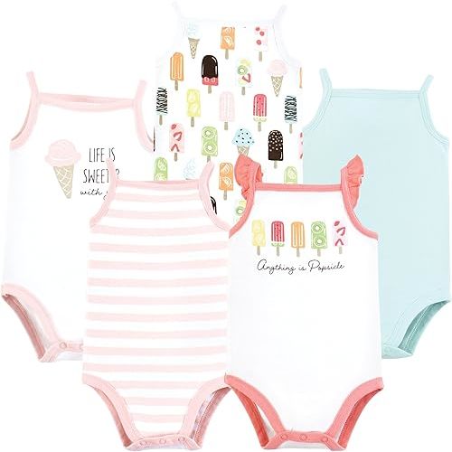 Touched by Nature Infant Girl Organic Cotton Bodysuits, Popsicle, 3-6 Months