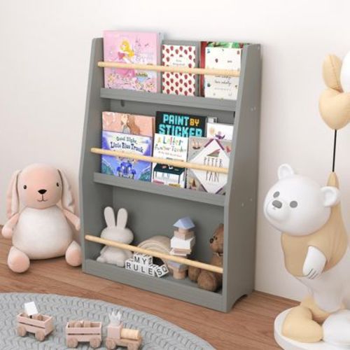 VASIP 3-Tier Kids Bookshelf, Children's Book Rack for Organizing Bedrooms, Playrooms and Classrooms,Gray