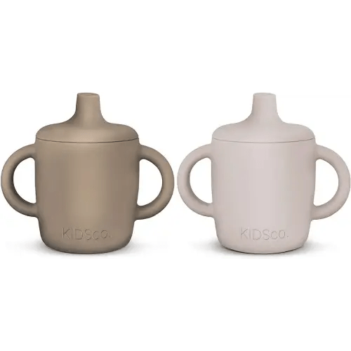 Silicone Sippy Cup and Training Cup for Baby 6 months+ Soft Spout and Handles Unbreakable Easy Grip for Babies 6-12 months and Toddlers 1-3 years 5oz/150ml (Oat and Tan)