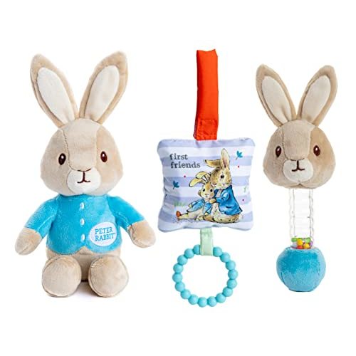 KIDS PREFERRED Beatrix Potter Peter Rabbit Gift Set with Stuffed Animal, Rattle, and Teether