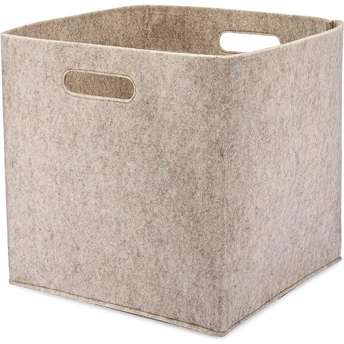 Parker Baby Felt Foldable Storage Cube - 13 Inch Nursery Cubby Bin for Cube Organizer, Closet Organizers and Storage Toy Bin, Rope Baskets Bins for Toy’s Storage - Oatmeal